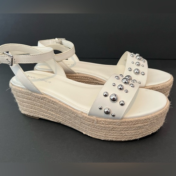 Marc Fisher Women's Joyce Ankle Strap Studded Espadrille Platform Sandals - Picture 5 of 13